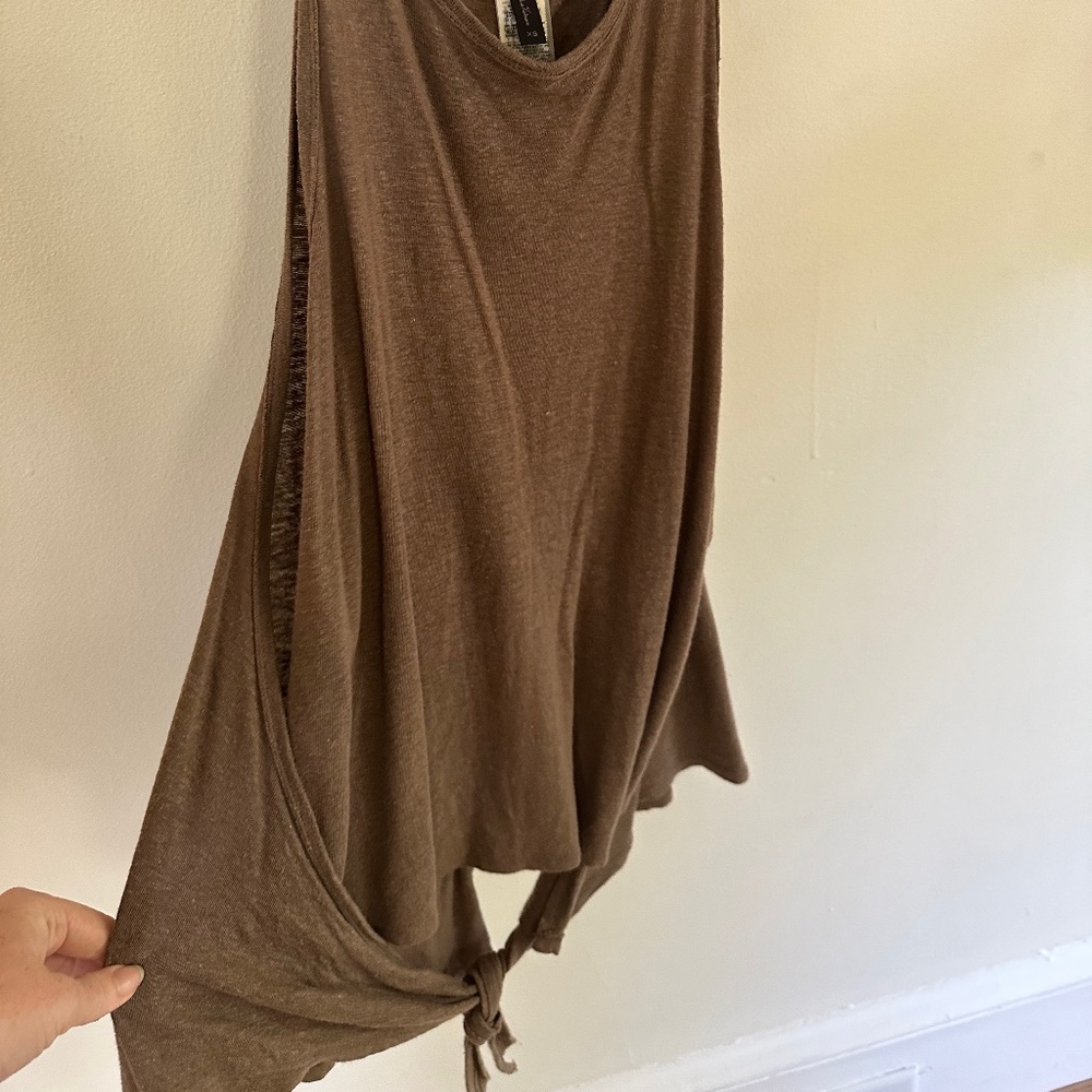 BCBG Max Azria brown /earthy cotton tank with tie detail Size XS